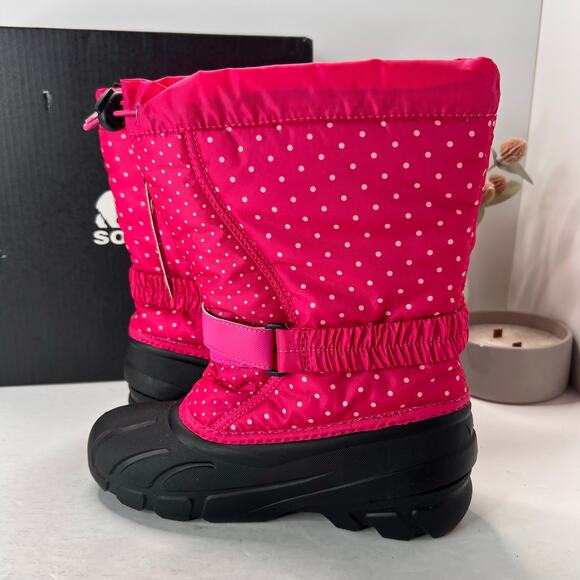 Sorel Flurry Print Adjustable Polka Dots Boots Fuchsia Fizz NC3503-650 Girl's 5 - Picture 7 of 10